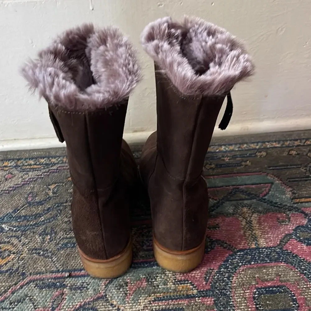ANTHRO Faryl Robin fur lined Alexandra leather cold weather winter boots sz 36